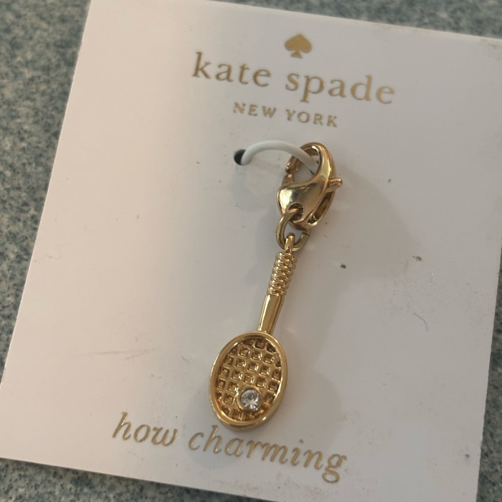 KATE SPADE How Charming Mini Gold Tennis Racket Charm, Discontinued Collectible